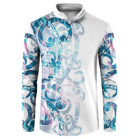 Turquoise Paua Shell Maori Button Sweatshirt Koru Kowhaiwhai - Polynesian Pride