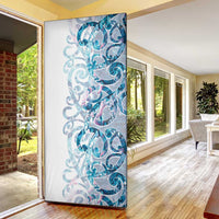Turquoise Paua Shell Maori Door Cover Koru Kowhaiwhai - Polynesian Pride