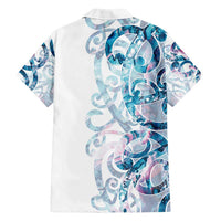 Turquoise Paua Shell Maori Family Matching Long Sleeve Bodycon Dress and Hawaiian Shirt Koru Kowhaiwhai LT7 - Polynesian Pride