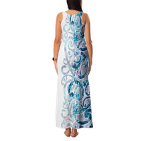 Turquoise Paua Shell Maori Family Matching Tank Maxi Dress and Hawaiian Shirt Koru Kowhaiwhai LT7 - Polynesian Pride