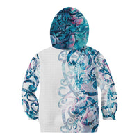 Turquoise Paua Shell Maori Kid Hoodie Koru Kowhaiwhai - Polynesian Pride