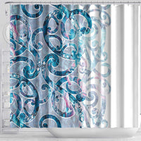 Turquoise Paua Shell Maori Shower Curtain Koru Kowhaiwhai LT7 - Polynesian Pride