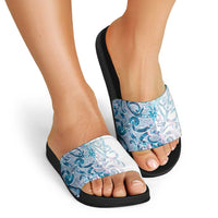 Turquoise Paua Shell Maori Slide Sandals Koru Kowhaiwhai - Polynesian Pride