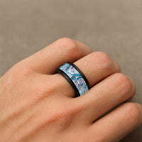 Turquoise Paua Shell Maori Spinner Ring Koru Kowhaiwhai