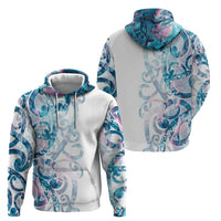 Turquoise Paua Shell Maori Zip Hoodie Koru Kowhaiwhai - Polynesian Pride