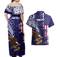 American Samoa Mix US Couples Matching Off Shoulder Maxi Dress and Hawaiian Shirt Flag Day Grunge Style LT7 - Polynesian Pride