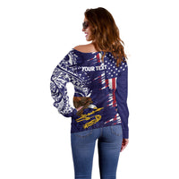 American Samoa Mix US Off Shoulder Sweater Flag Day Grunge Style LT7 - Polynesian Pride