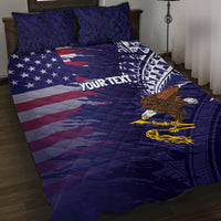 American Samoa Mix US Quilt Bed Set Flag Day Grunge Style