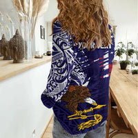 American Samoa Mix US Women Casual Shirt Flag Day Grunge Style LT7 - Polynesian Pride