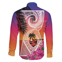 Guam Chamorro Family Matching Off Shoulder Maxi Dress and Hawaiian Shirt Artsy Latte Stone