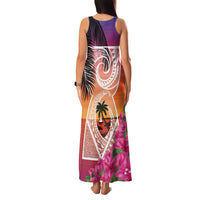Guam Chamorro Family Matching Tank Maxi Dress and Hawaiian Shirt Artsy Latte Stone