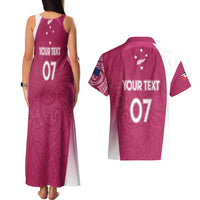 Personalised New Zealand Rugby Couples Matching Tank Maxi Dress and Hawaiian Shirt Aotearoa Champions - Pink Version LT7 - Polynesian Pride