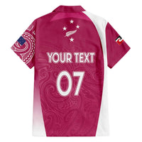 Personalised New Zealand Rugby Family Matching Off The Shoulder Long Sleeve Dress and Hawaiian Shirt Aotearoa Champions - Pink Version LT7 - Polynesian Pride