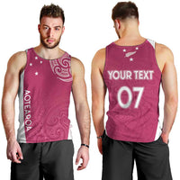 Personalised New Zealand Rugby Men Tank Top Aotearoa Champions - Pink Version