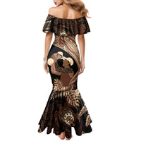 Father's Day Polynesian Pattern Family Matching Mermaid Dress and Hawaiian Shirt Tropical Humpback Whale