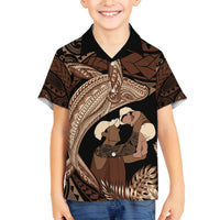 Father's Day Polynesian Pattern Family Matching Tank Maxi Dress and Hawaiian Shirt Tropical Humpback Whale
