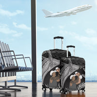 Father's Day Polynesian Pattern Luggage Cover Tropical Humpback Whale - Black