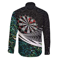 Personalized NZ Darts Family Matching Short Sleeve Bodycon Dress and Hawaiian Shirt Paua Shell Maori Koru Whakairo - Polynesian Pride