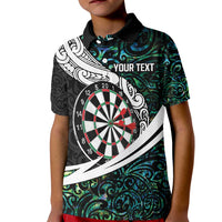 Personalized NZ Darts Kid Polo Shirt Paua Shell Maori Koru Whakairo - Polynesian Pride