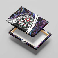 Personalized NZ Darts Canvas Wall Art Paua Shell Maori Koru Whakairo - Purple - Polynesian Pride