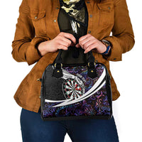 Personalized NZ Darts Shoulder Handbag Paua Shell Maori Koru Whakairo - Purple - Polynesian Pride