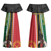 Ni-Vanuatu Indipendens Dei Celebretem Couples Matching Off Shoulder Maxi Dress and Hawaiian Shirt Yumi Yumi Yumi