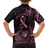 Polynesian Pink Power Family Matching Off The Shoulder Long Sleeve Dress and Hawaiian Shirt Breast Cancer Ribbon Turtle and Flowers LT7 - Polynesian Pride