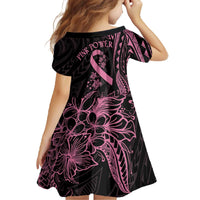 Polynesian Pink Power Family Matching Off The Shoulder Long Sleeve Dress and Hawaiian Shirt Breast Cancer Ribbon Turtle and Flowers LT7 - Polynesian Pride