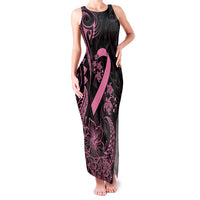 Polynesian Pink Power Family Matching Tank Maxi Dress and Hawaiian Shirt Breast Cancer Ribbon Turtle and Flowers LT7 Mom's Dress Pink - Polynesian Pride