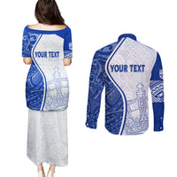 Personalised Queen Victoria School Couples Matching Puletasi Dress and Long Sleeve Button Shirts QVS Old Boys LT7 - Polynesian Pride