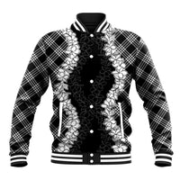 Hawaii Aloha Plumeria Lei Black Palaka Baseball Jacket - Polynesian Pride