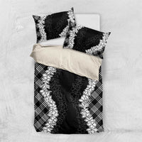Hawaii Aloha Plumeria Lei Black Palaka Bedding Set - Polynesian Pride
