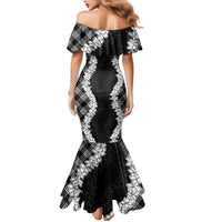 Hawaii Aloha Plumeria Lei Black Palaka Family Matching Mermaid Dress and Hawaiian Shirt LT7 - Polynesian Pride