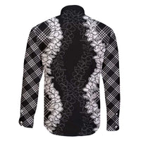 Hawaii Aloha Plumeria Lei Black Palaka Family Matching Off Shoulder Maxi Dress and Hawaiian Shirt LT7 - Polynesian Pride