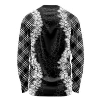 Hawaii Aloha Plumeria Lei Black Palaka Long Sleeve Shirt - Polynesian Pride