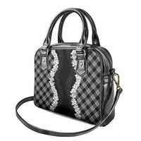 Hawaii Aloha Plumeria Lei Black Palaka Shoulder Handbag - Polynesian Pride