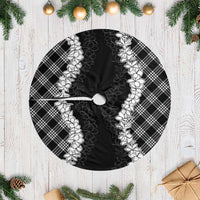 Hawaii Aloha Plumeria Lei Black Palaka Tree Skirt - Polynesian Pride