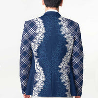 Hawaii Aloha Plumeria Lei Navy Palaka Blazer - Polynesian Pride
