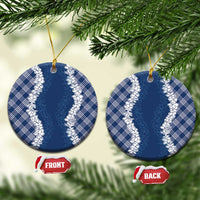 Hawaii Aloha Plumeria Lei Navy Palaka Ceramic Ornament - Polynesian Pride