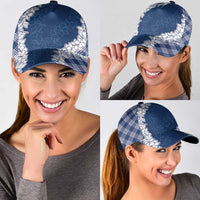 Hawaii Aloha Plumeria Lei Navy Palaka Classic Cap - Polynesian Pride