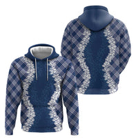 Hawaii Aloha Plumeria Lei Navy Palaka Hoodie - Polynesian Pride