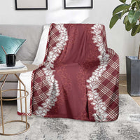 Hawaii Aloha Plumeria Lei Scarlet Palaka Blanket - Polynesian Pride