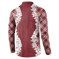 Hawaii Aloha Plumeria Lei Scarlet Palaka Button Sweatshirt - Polynesian Pride