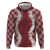 Hawaii Aloha Plumeria Lei Scarlet Palaka Hoodie - Polynesian Pride