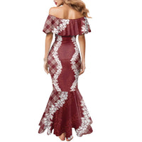 Hawaii Aloha Plumeria Lei Scarlet Palaka Mermaid Dress - Polynesian Pride