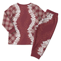 Hawaii Aloha Plumeria Lei Scarlet Palaka Christmas Pajama Set - Polynesian Pride