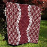 Hawaii Aloha Plumeria Lei Scarlet Palaka Quilt - Polynesian Pride