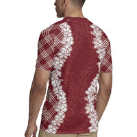 Hawaii Aloha Plumeria Lei Scarlet Palaka Rugby Jersey - Polynesian Pride