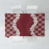 Hawaii Aloha Plumeria Lei Scarlet Palaka Tablecloth - Polynesian Pride