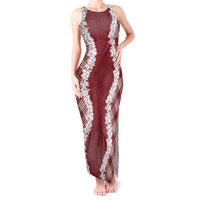 Hawaii Aloha Plumeria Lei Scarlet Palaka Tank Maxi Dress - Polynesian Pride